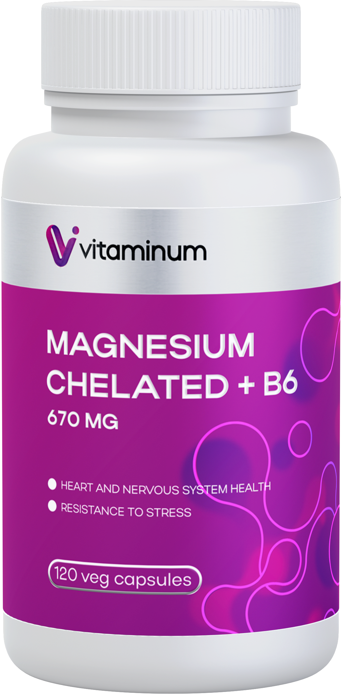  Vitaminum МАГНИЙ ХЕЛАТ + витамин В6 (670 MG) 120 капсул 800 мг  в Сочи